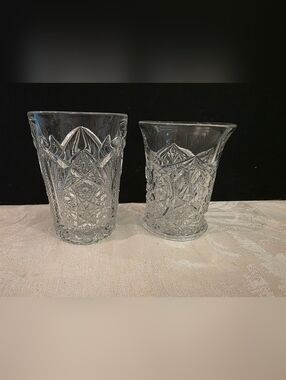 Vintage American Brilliant Period (ABP) Clear Glass 6 Oz Tumblers 2 Designs
